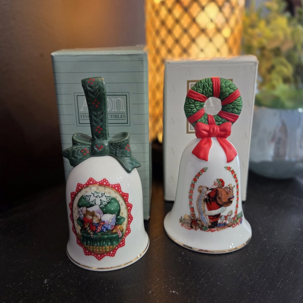 Vintage AVON 1990s Christmas Bells Set Of 2